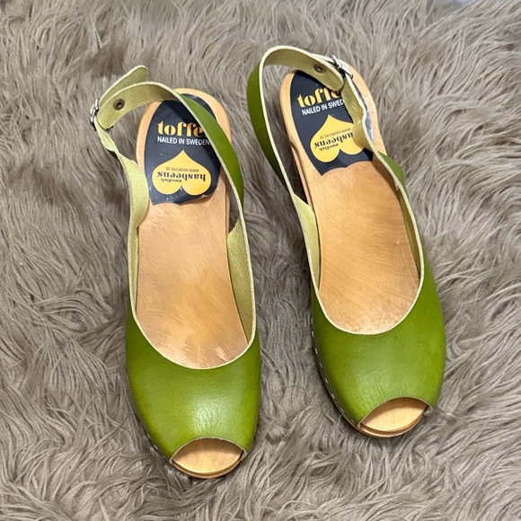Swedish Hasbeens Olive Green Slingback Clogs size 8.5 - Picture 3 of 12